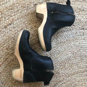 No 6 Clog Black Zip up Ankle Boot Size 37